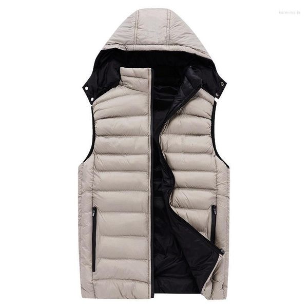 Gilet da uomo Gilet da uomo Giacca senza maniche Cappello invernale staccabile Moda Semplice caldo cotone spesso Abbigliamento double-face Kare22