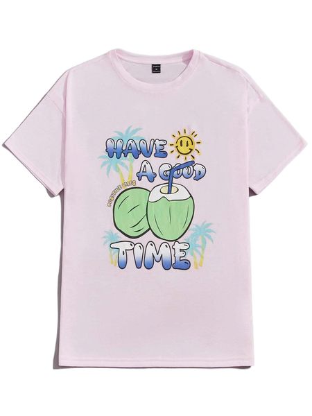 

men cartoon & letter graphic tee 57jc#, White;black