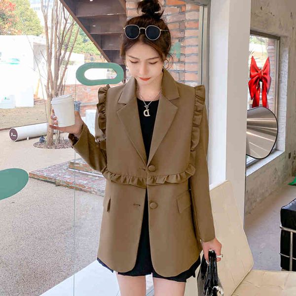 

women's suits & blazers fungus edge suit coat women's spring style 2022 fashion european thin coffee n5tm, White;black