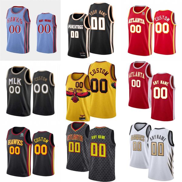 

75th custom atlanta''hawks''men women youth 3 kevin huerter 1 jalen johnson 4 skylar mays 17 onyeka okongwu basketball j, Black;red
