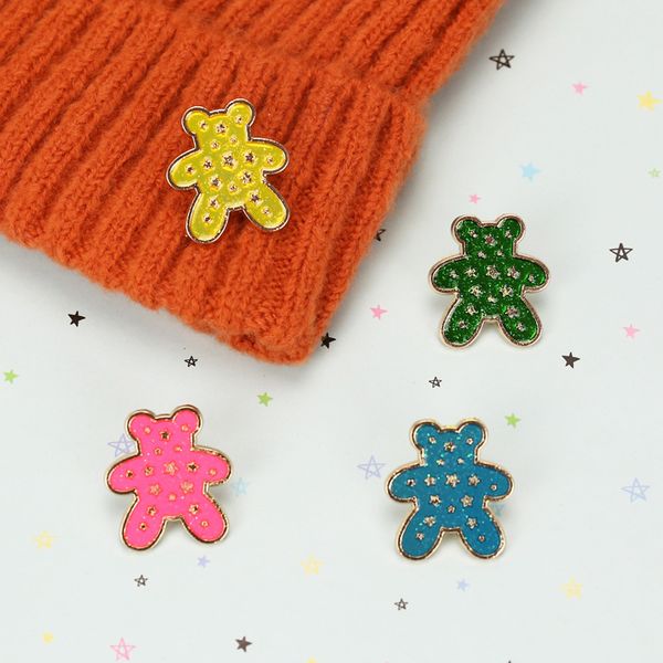 

children oil painting bear brooch pin color star alloy animal clothes badges women cartoon enamel lapel pins europe backpack hat sweater cor, Gray