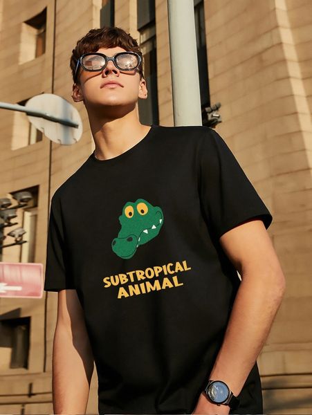 

men cartoon graphic crew neck tee j32b#, White;black