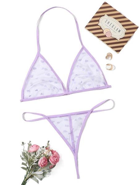 

heart mesh lingerie set m3nx#, Black;red