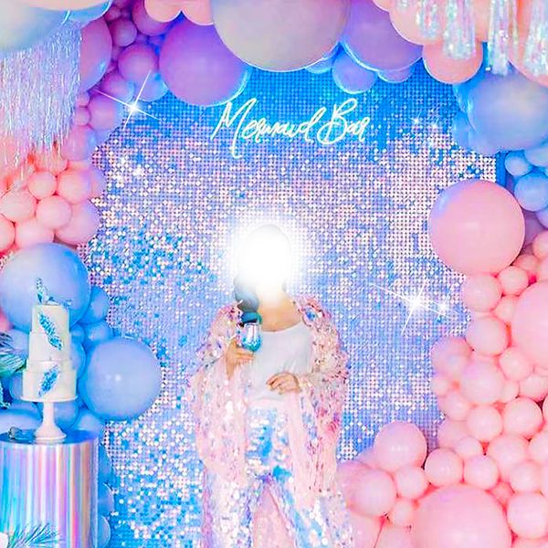 

iridescent party sequin backdrop glitter shimmer square sequin panel wall popular wedding decor baby shower birthday decoration