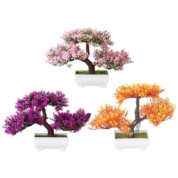 Dekorative Blumenkränze, künstlicher Bonsai-Baum, gefälschte Pflanzendekoration, Topfpflanzen, japanische Kiefer für Desktop-Zen-Garten, Heimdeko
