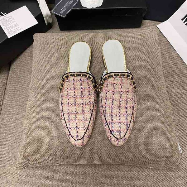 

slippers summer women's mule outdoor slippers leather light with many decorative chains series in, Black