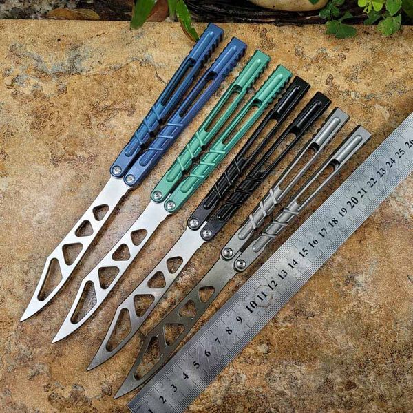 Theone Balisong Kelebek Eğitmeni Eğitim Bıçağı D2 Blade Keskin Titanyum Alaşım Kanal Tutma Jilt Swing Bıçak Canavar Chimera Hom Ex10 Triton Kalamar Yılan Cyoz