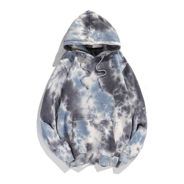 

tie dyed men's sweaters autumn and winter hooded ins tide brand, Black