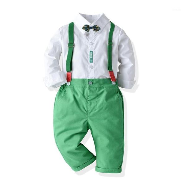 Mode Jungen Kleidung Langarm Hemd Grün Hosen Set Kind Herbst Kostüm 2022 Kleinkind Kinder Outfits Kinder Urlaub Kits