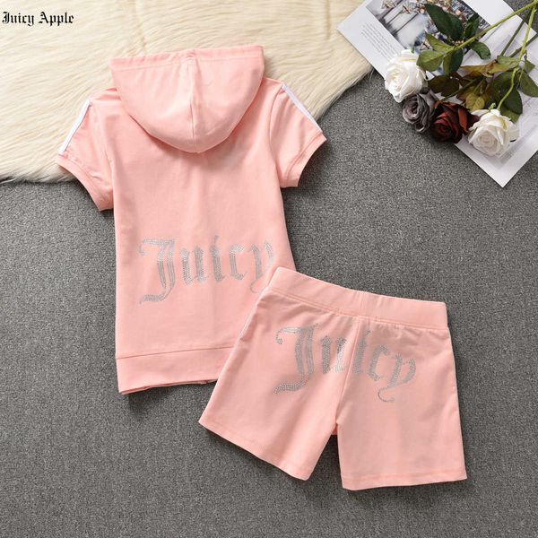 

juicy apple tracksuit women summer set 2 pieces new round neck letter t-shirt shorts suit women's suit casual outfit sweatshirts, Gray
