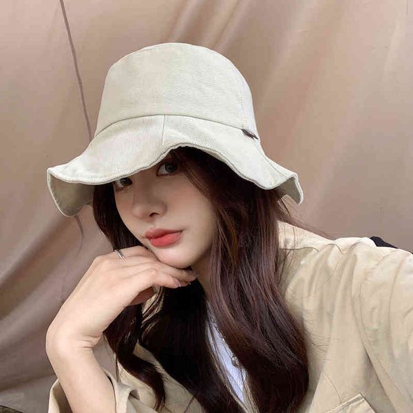 2021 Moda kadın Kova Şapka Panama Kış Sonbahar Sıcak Katı Streetwear Katlanır Seyahat Kap Büyük Geniş Visor Vintage Düz Şapka G220418