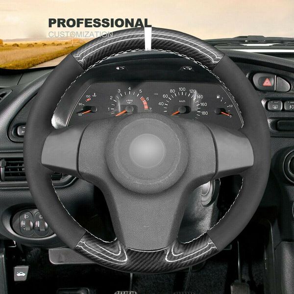 

smooth carbon fiber pu leather car steering wheel cover for chevrolet niva 2009-