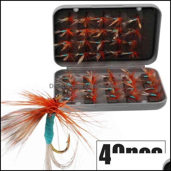 

baits lures fishing sports outdoors sougayilang 40pcs/lot trout nymph fly lure tackle 3 colors flies with box carp artificial fish bait 22