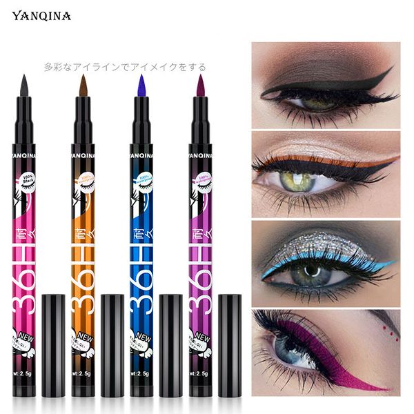 Matita per eyeliner a 4 colori 36H Penna impermeabile Precisione Eyeliner liquido a lunga durata Strumenti per il trucco liscio