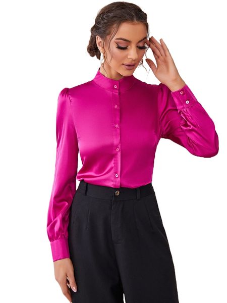 

mock neck puff sleeve blouse s1up#, White