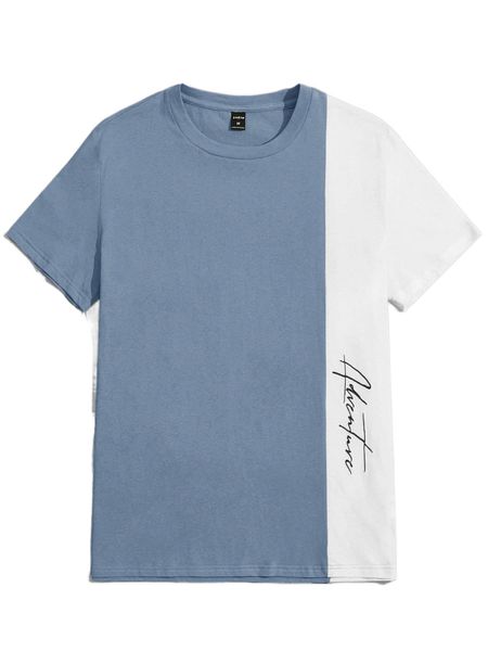 

men letter graphic colorblock tee p3w1#, White;black