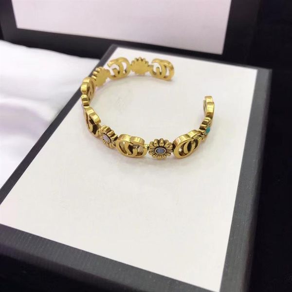 

bangle g gujia new retro double g open bra-celet female seiko bronze temperament letter bracelet284r, Black