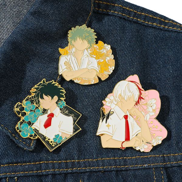 

anime my hero academia figure enamel pins badge brooch backpack bag collar lapel jewelry gifts for kids, Blue