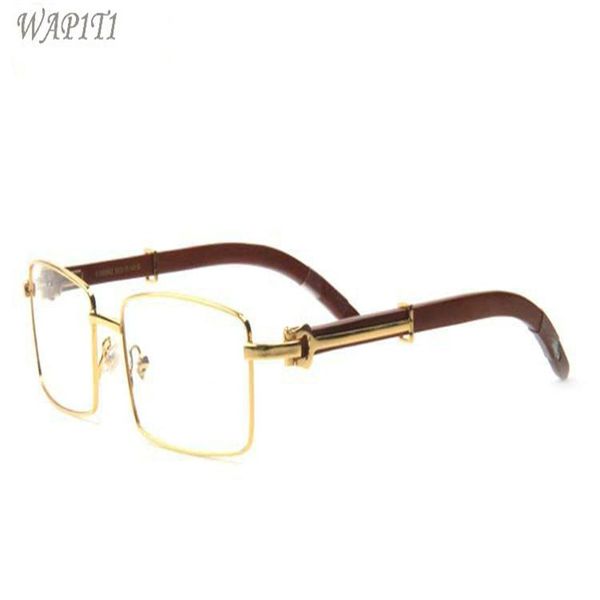 

new arrival wood sunglasses for men fashion buffalo horn glasses gold metal frame clear lenses buffalo sunglasses come with box238l, White;black