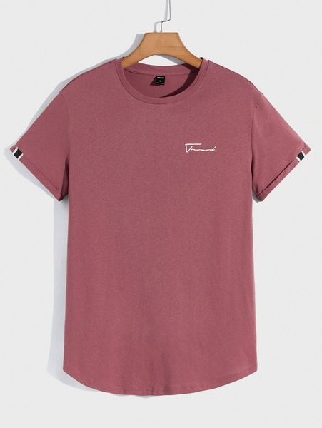 

men letter graphic curved hem tee 175o#, White;black