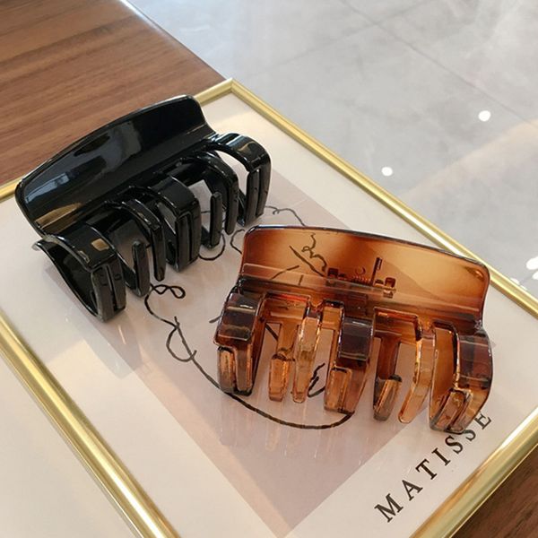 

length 7.6 cm korean medium size square shaped hair clamps women hollow out gear acetic acid hair clips claw female shower ponytail scrunchi, Slivery;golden