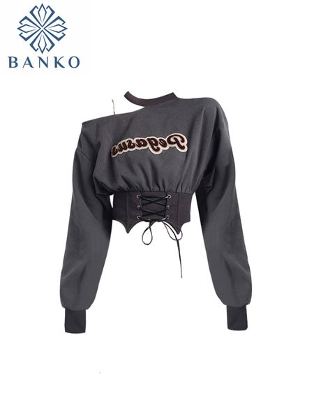 

women's hoodies sweatshirts autumn women sweatshirt harajuku crop y2k pullover egirl off shoulder clothes streetwear clubwear fashion, Black