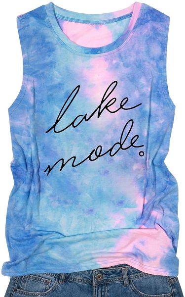 

lake mode tank women lake life summer vacation funny vest tees camping casual tanks t-shirt d0de#, White