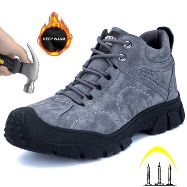 

work shoes antismashing stab safety shoes winter plus velvet waterproof mens shoes indestructible mens boots 210315, Black;brown