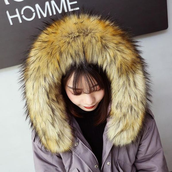 

winter faux fox fur wrap for hood decor shawl with collar fake bib scarf coat, Blue;gray