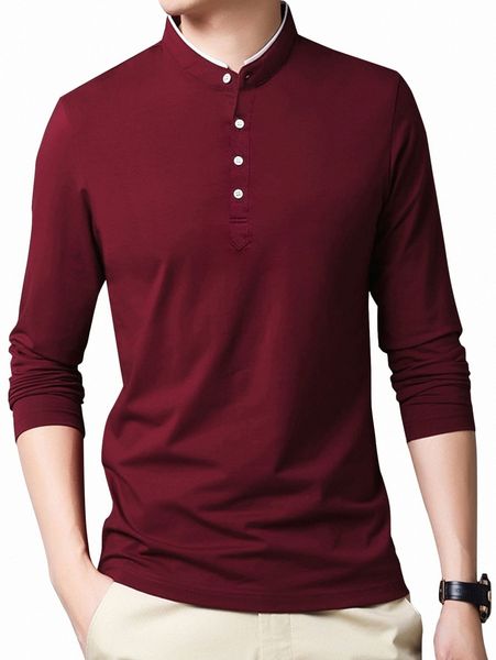 

men stand neck half button tee 975s#, White;black