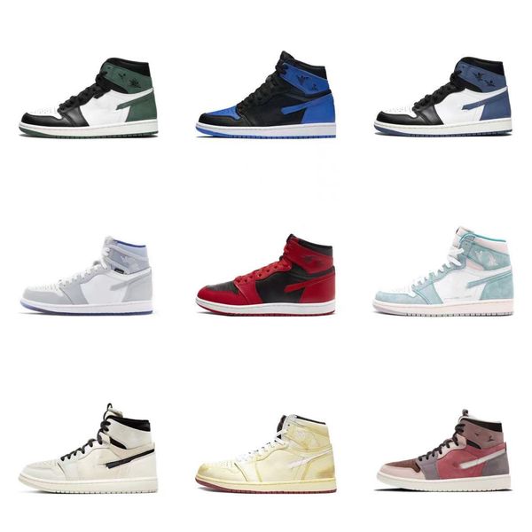 

brand shoes 1 high og hyper royal outdoor men women sneakers light smoke grey white trainers sports original basketball, White;red