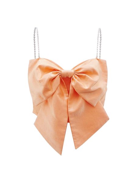 

mod big bow pearl strap zip back cami g5gi#, White