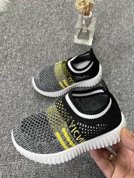 

boys mesh panel slip-on sneakers she, Black