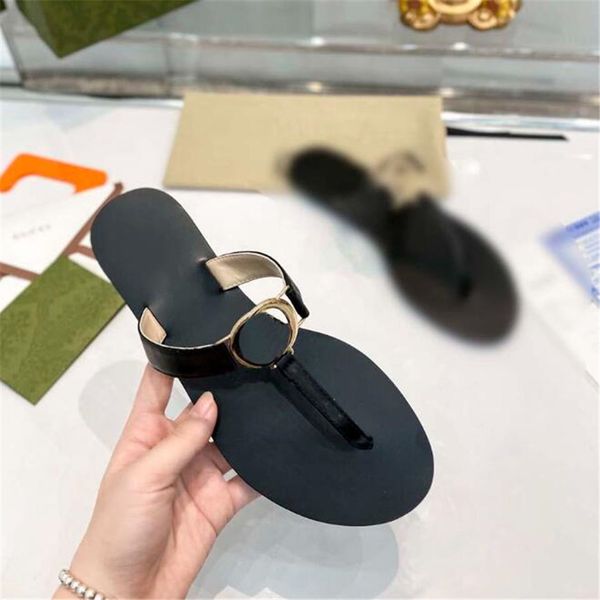 

new slipper designer slide summer sandals fashion men beach indoor flat flip flops leather lady women shoes ladies slippers size 35-42, Black