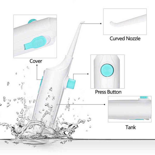 Getto d'acqua dentale per i denti Irrigatore orale Cleaner Alimentazione manuale Watepulse Flosser Irrigazione per l'igiene Dropshipping 220513