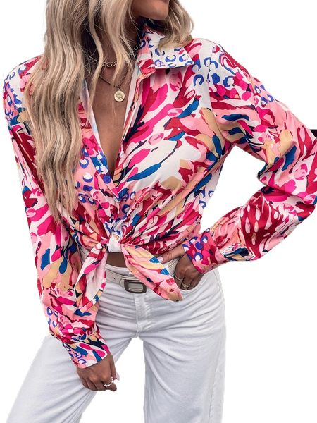 

allover print button front shirt u6az#, White