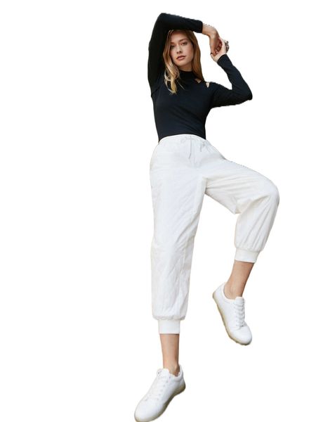 

cotton cropped quilted sweatpants o9ii#, Black;white