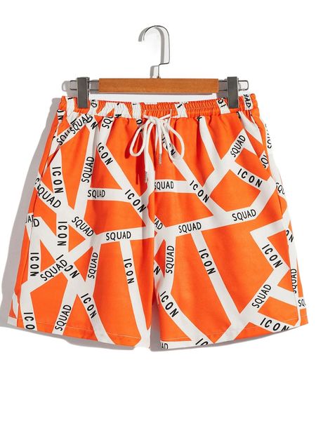 

romwe guys letter graphic shorts p4qs#, White;black