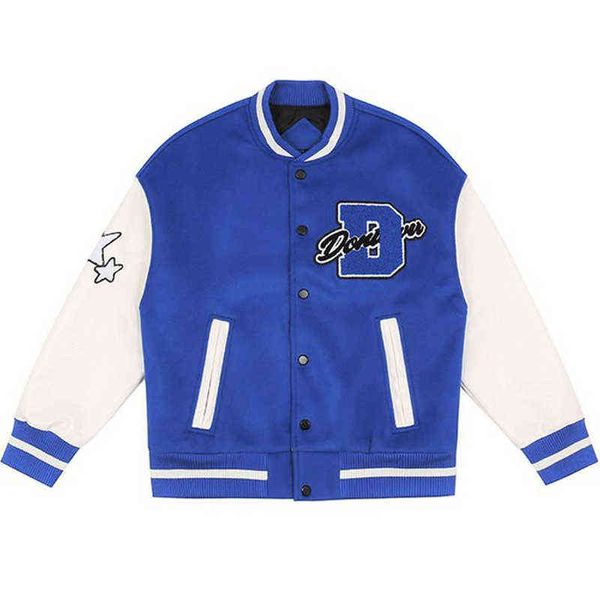 Hip Hop Vintage Varsity Beyzbol Ceket Erkekler Kürklü Yıldızlar Harfler Nakış Patchwork Ceketler Harajuku Koleji Kadınlar UNISEX T220816