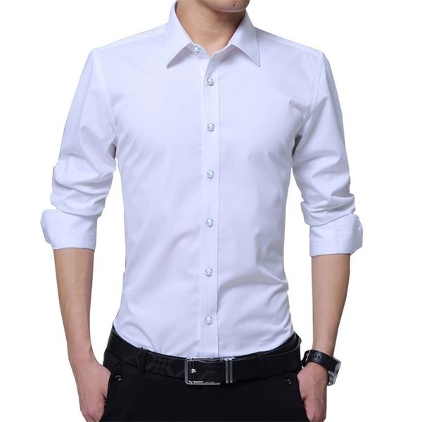 

new autumn work men's lapel shirt casual business shirt washed slim fit men's long sleeve shirts cotton dress shirts 210412, White;black