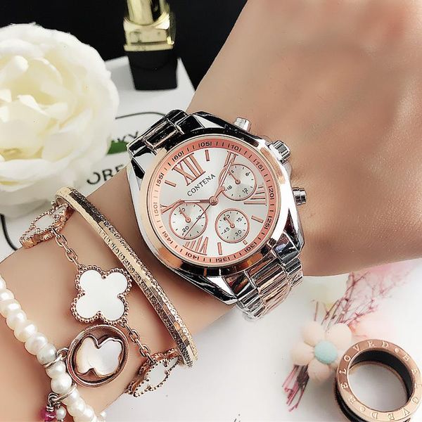 Creative Watch Women Women Womens Luxury Rose Gold Quartz Ladies Sanflearless Aço Bracelets Wristwatches Reloj Mujer