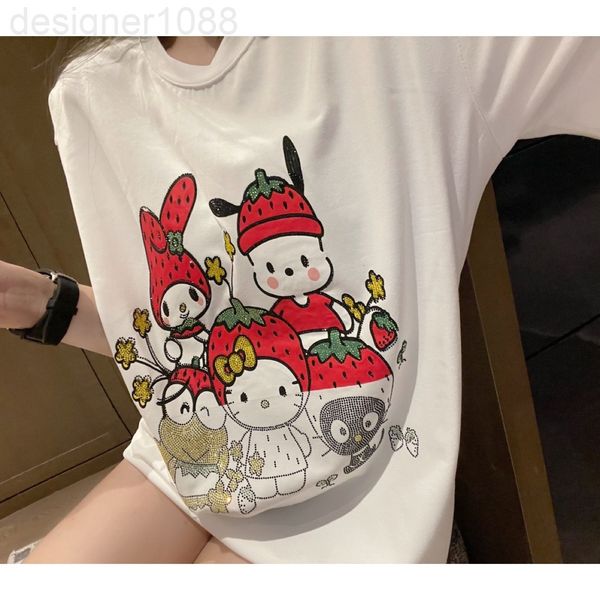 

women's t-shirt designer 22ss spring and autumn cartoon animation white short sleeve round neck cotton pullover urban leisure thin loos