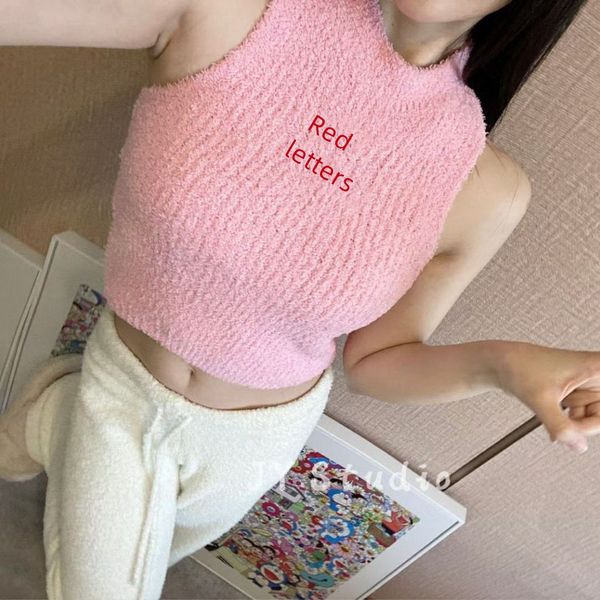 

women's knits european station spring new solid color tank jacquard soft waxy round collar short bottom sleeveless top, White