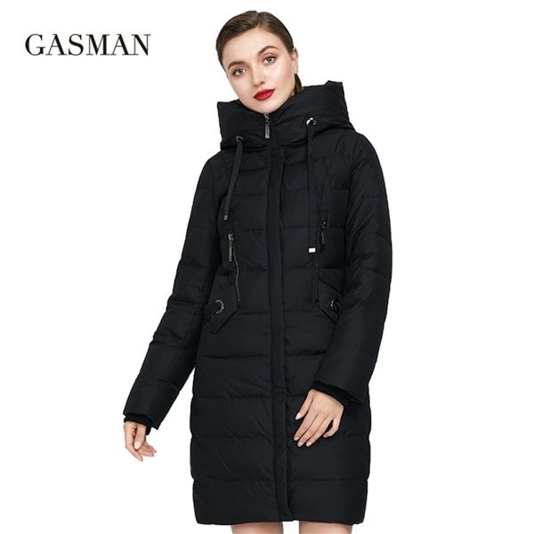 

gasman women down jacket hooded new thick bio brand coat women long winter warm parka fashion female jacket collection 1827 lj201021, Black