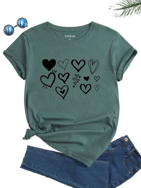 

heart print tee f9gt#, White