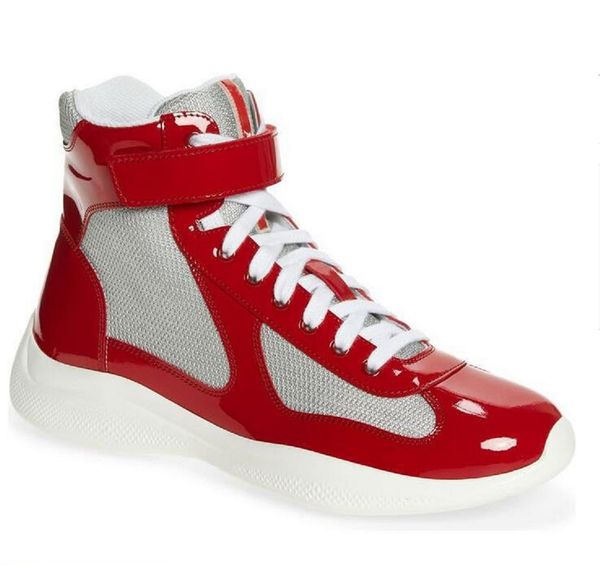 

luxurious brand america cup high-sneakers shoes men rubber sole casual walking fabric patent leather comfort outdoor runner sports eu38-46, Black