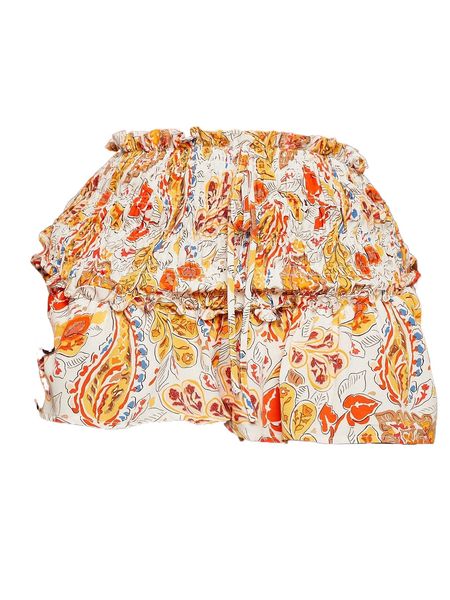 

floral print ruffle hem shorts c2wl#, White;black