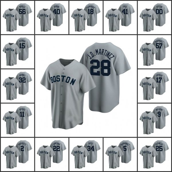 Boston Red''Sox''Men David Ortiz Nathan Eovaldi Xander Bogaerts J.D. Martinez Rafael Devers Custom Donna Youth Grigio Cooperstown Collection Maglia da strada