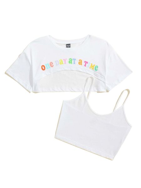 

x chromoeye letter graphic crop without camisole n6qc#, White