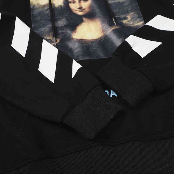 

fashion tide brand men's new luxury all-match sweater wholesale off and women's print pullover hooded loose ow coat hoodie, Black